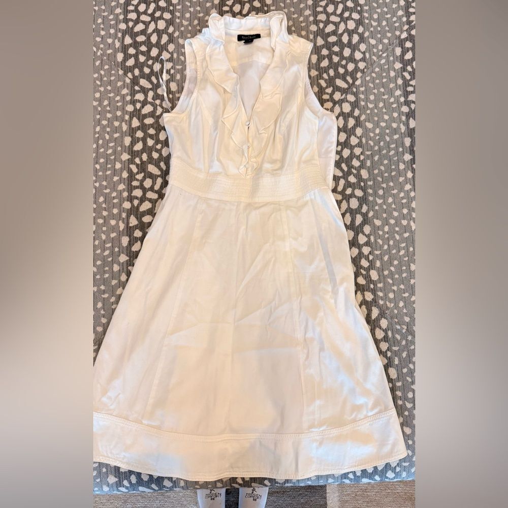 White House Black Market white Ruffle Dress size 8